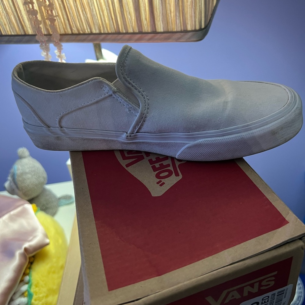 Vans white slip on